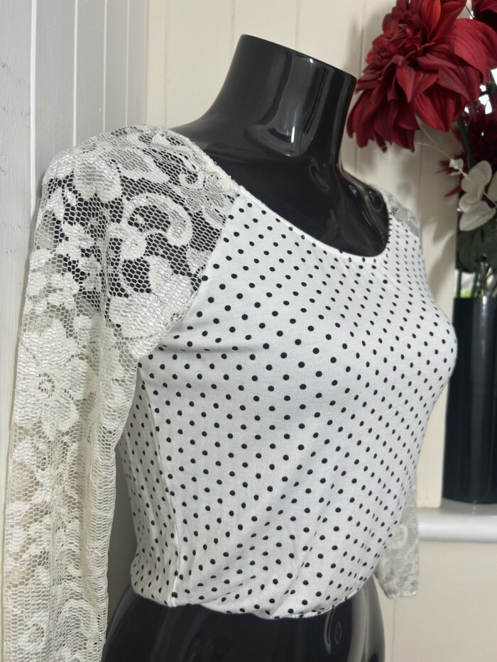 Lace polka store dot top